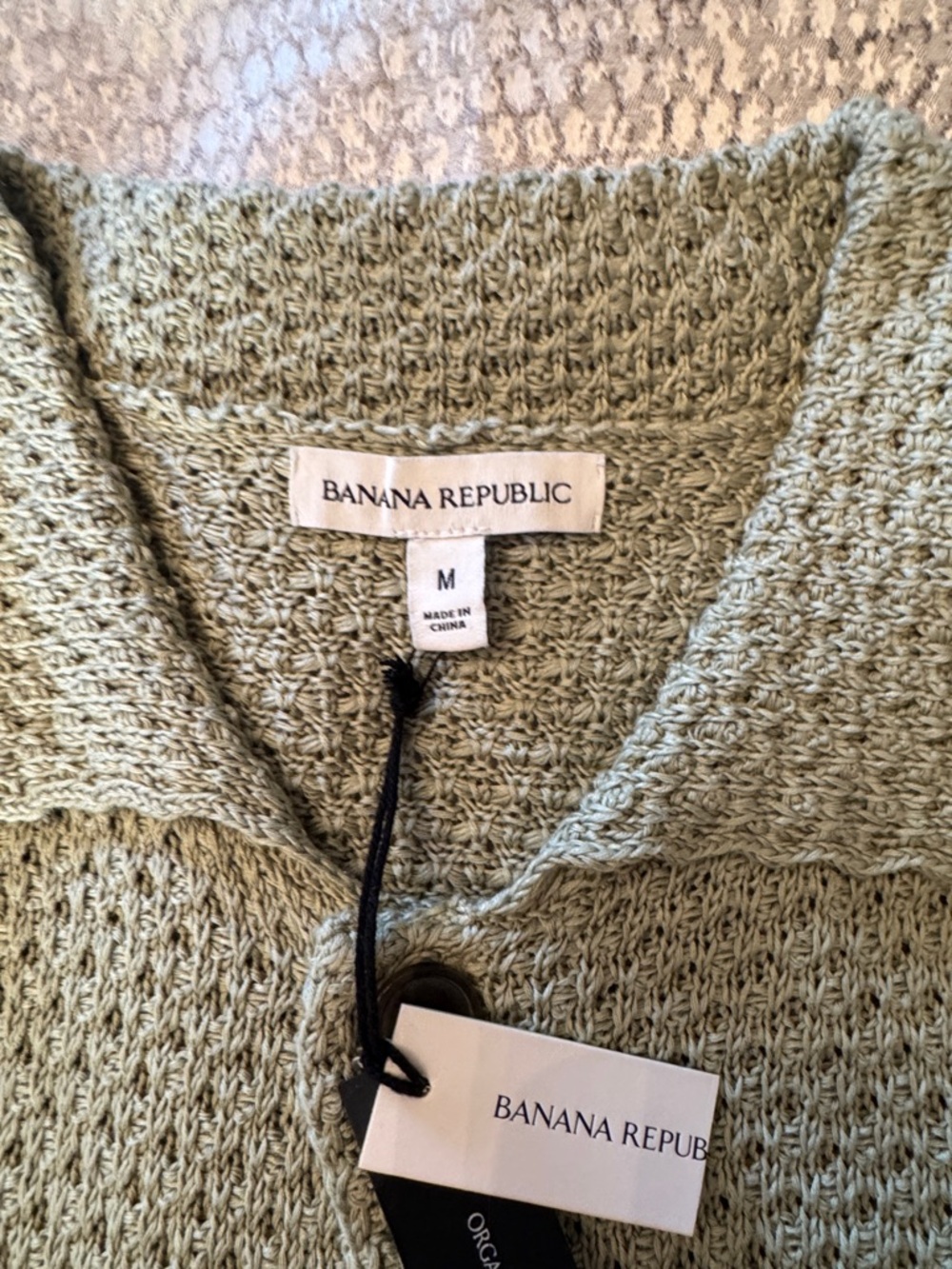 Banana Republic Green Sweet Grass Crochet Cotton Knit Shirt in medium - Picture 2 of 7